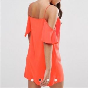 ASOS Orange Cold Shoulder Slip Dress